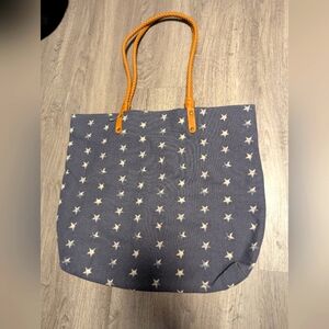 Mossimo Blue Americana star canvas tote With Braided Vegan Leather Handle